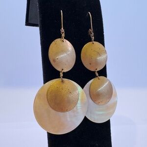 Brass & Pearl Vintage Disc Earrings